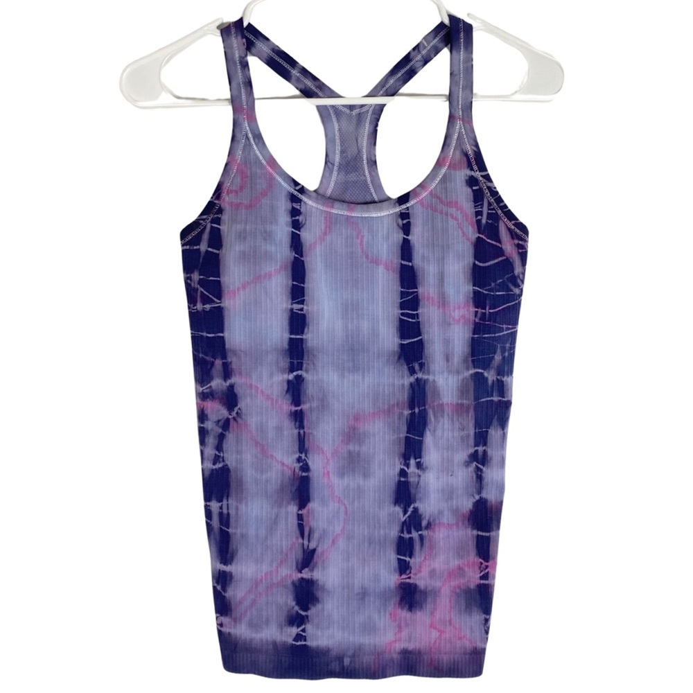 Lululemon Ebb To Street Tank Top Womens 6 Small Purple Pink Tie Dye Shelf Bra